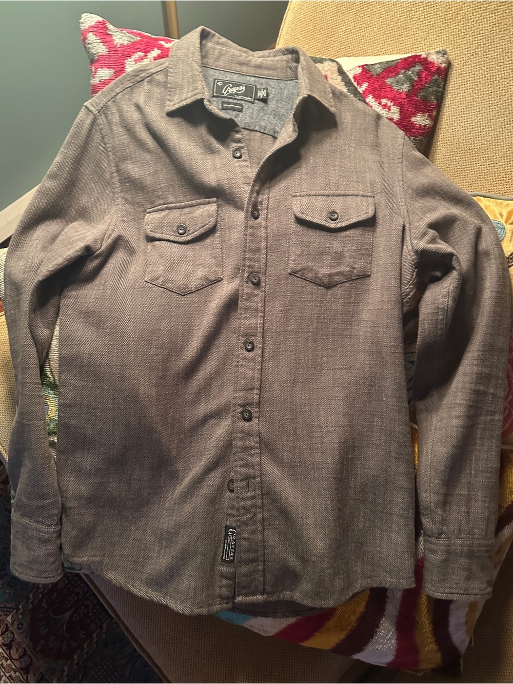 Grayers Men's Coffee Brown Button-Up Workshirt